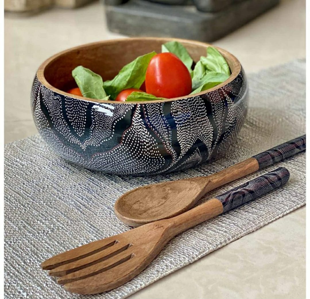 Handmade beautiful Wooden Serving Bowl and Spoon Set