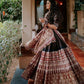 Black cotton print and mirror work gujarati garba navratri lehenga chaniya choli