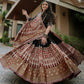 Black cotton print and mirror work gujarati garba navratri lehenga chaniya choli