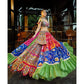 Multicolor print mirror work gujarati garba navratri lehenga choli