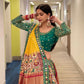 Green & Red Real Mirror Work Navratri Lehenga