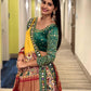 Green & Red Real Mirror Work Navratri Lehenga