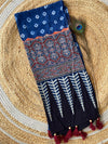 Ajrakh print with bandhani Stole