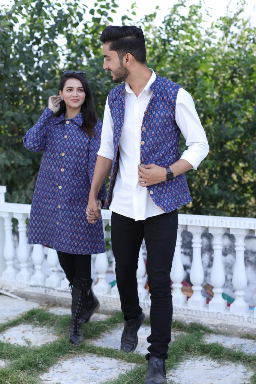 Bagru Cotton Printed Reversible Quilted Jackets