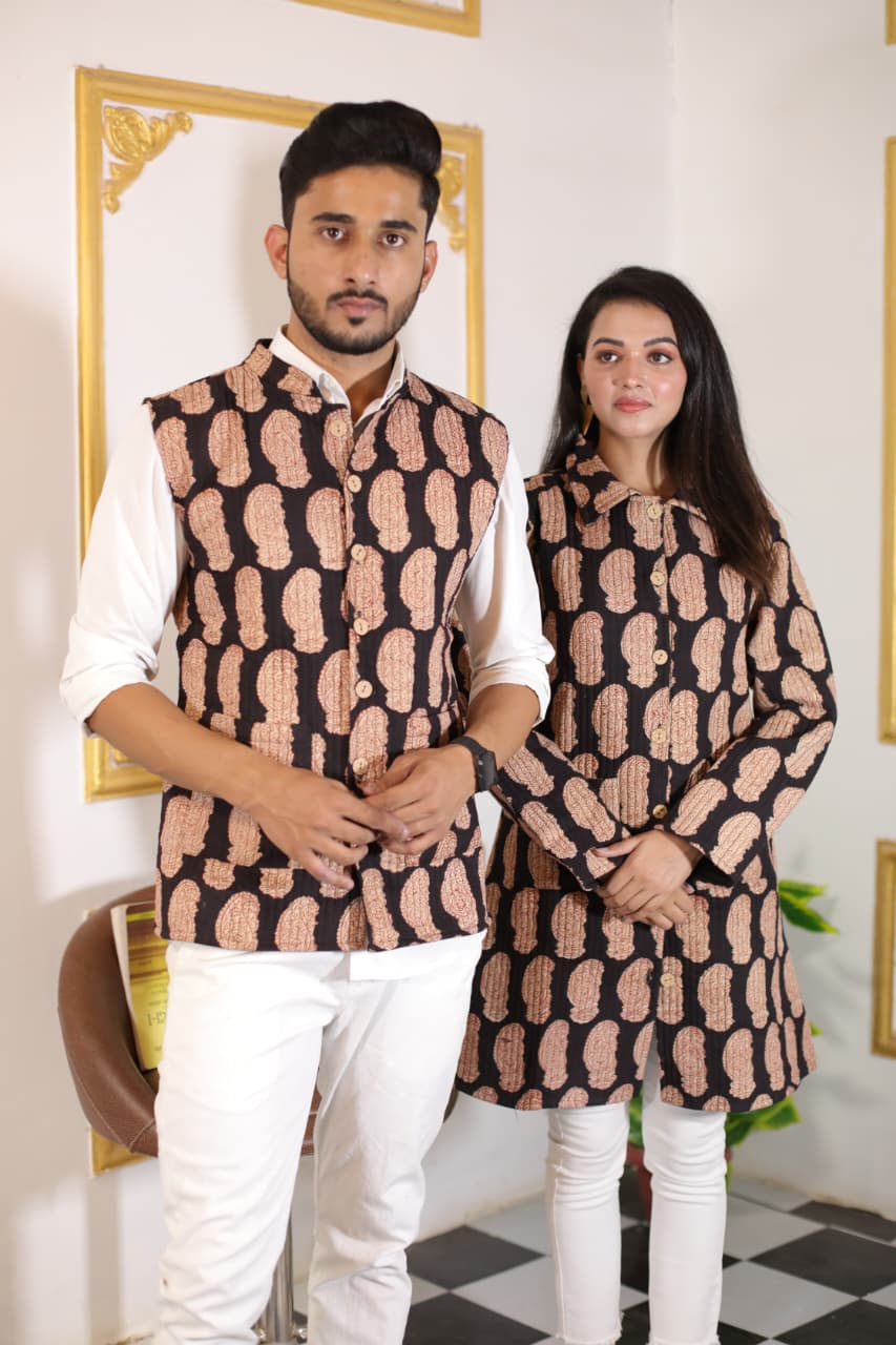 Bagru Cotton Printed Reversible Quilted Jackets