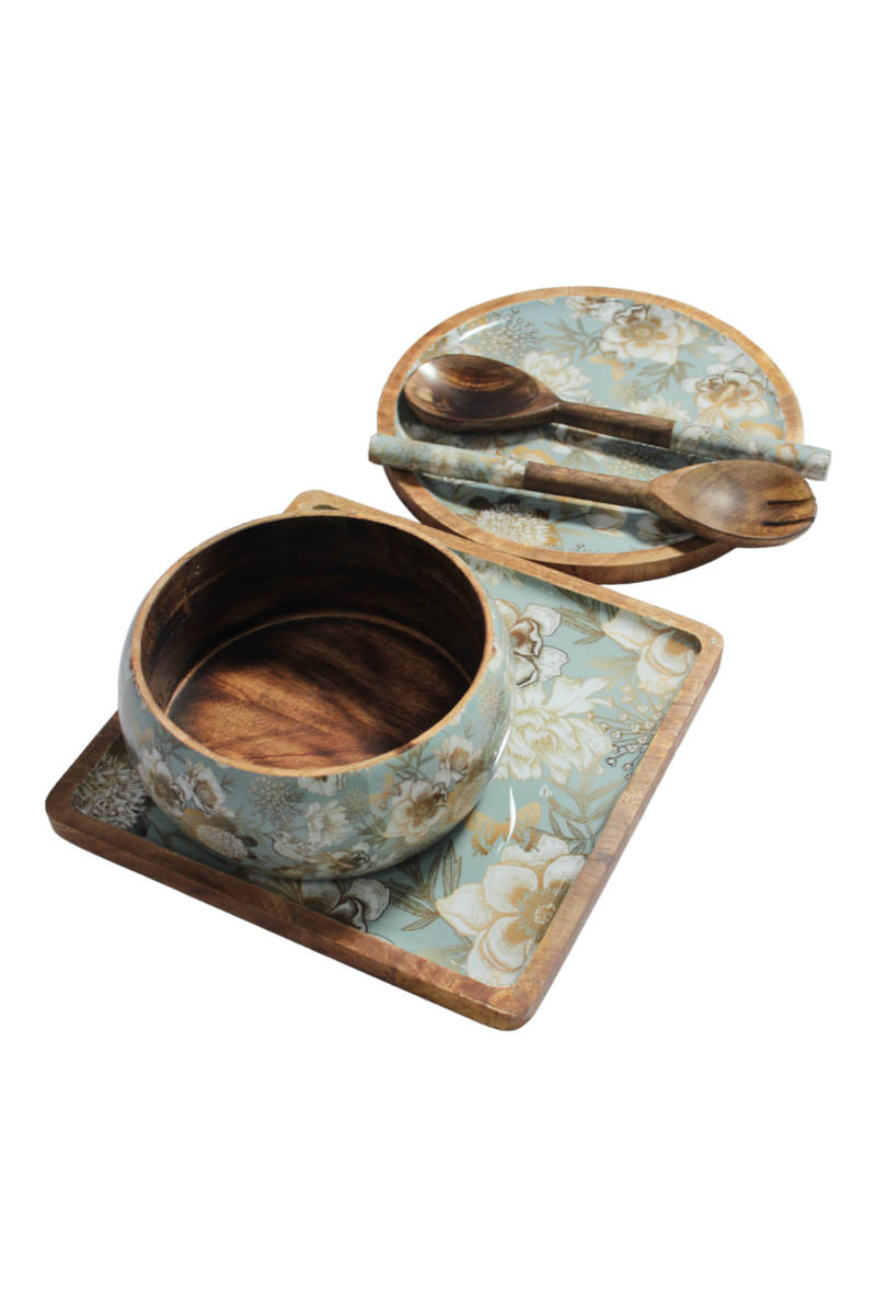 Handcrafted Mangowood Bowl & Platter Set
